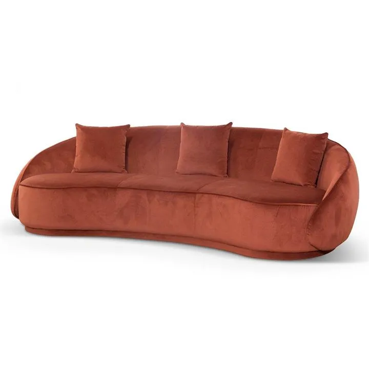 Jake Velvet 4 Seater Sofa - Rustic Orange - Last one by Interior Secrets - AfterPay Available