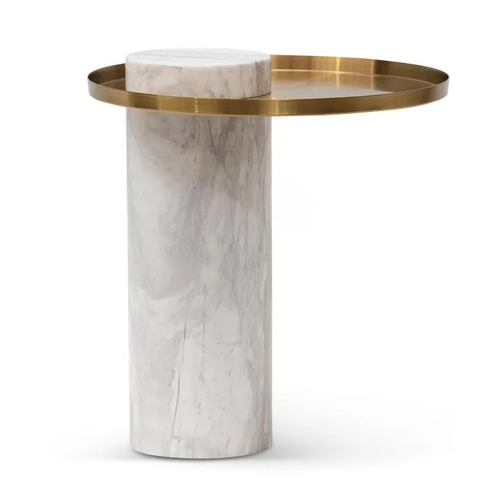 Melba Marble Side Table - White - Last One by Interior Secrets - AfterPay Available