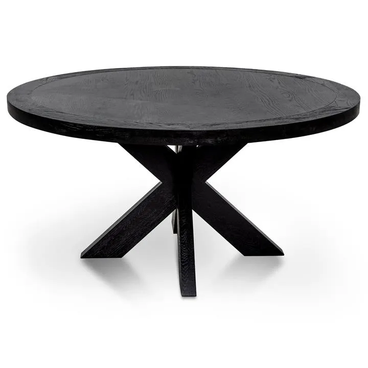 Darrel 1.5m Round Wooden Dining Table - Full Black - Last one by Interior Secrets - AfterPay Available