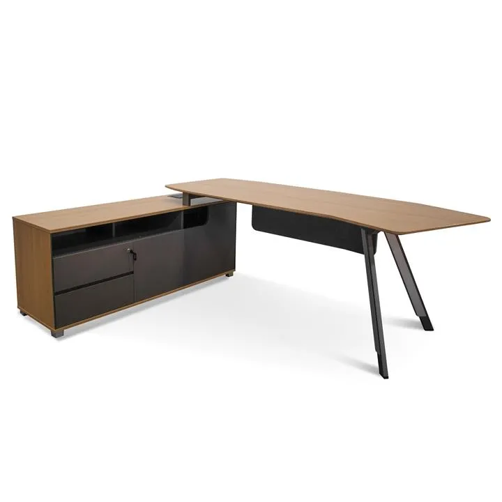 Hubert 2.2m Left Return Grey Office Desk - Natural Top by Interior Secrets - AfterPay Available