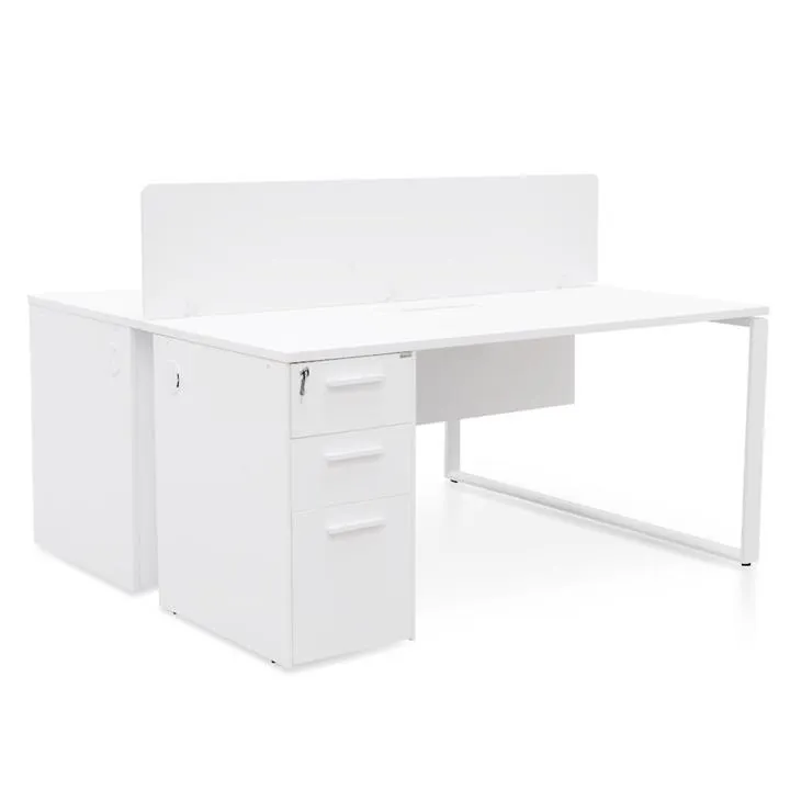 Halo 2 Seater 160cm Office Desk With Privacy Screen - White - Upgraded Legs by Interior Secrets - AfterPay Available
