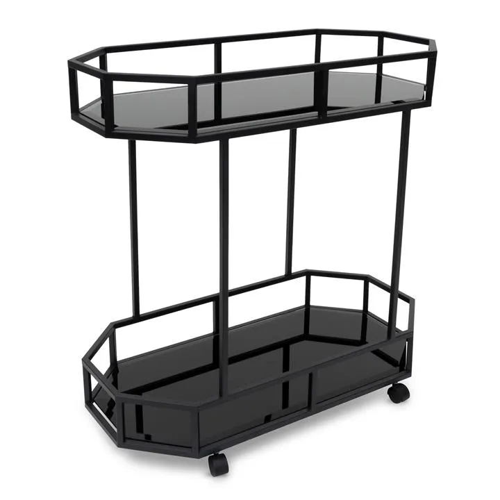 Reggie Bar Cart - Mirror and Black Base by Interior Secrets - AfterPay Available
