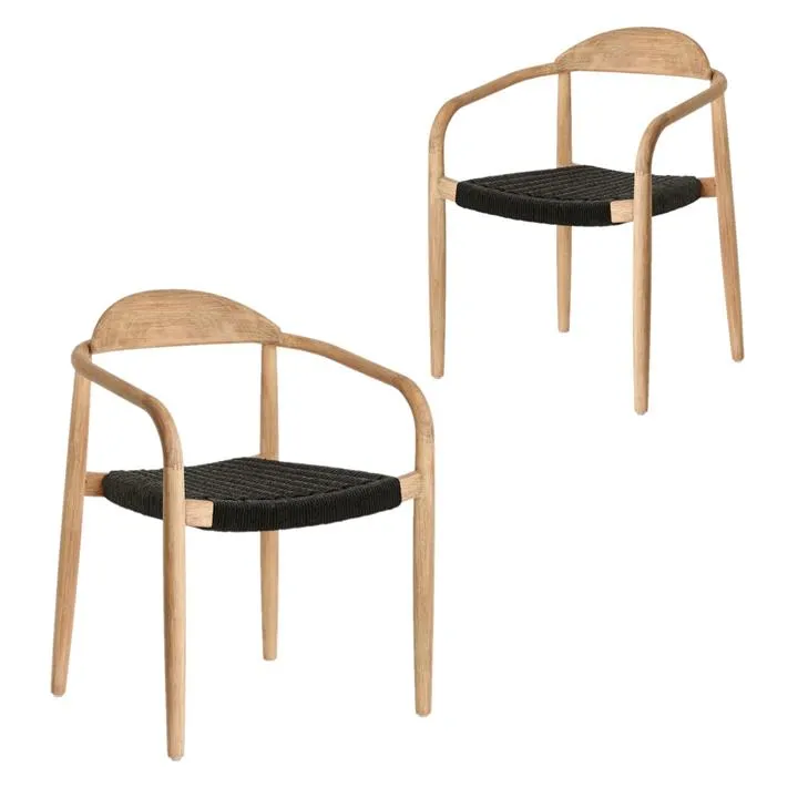 Set of 2 - Glynis Eucalyptus Timber Dining Chair - Black by Interior Secrets - AfterPay Available