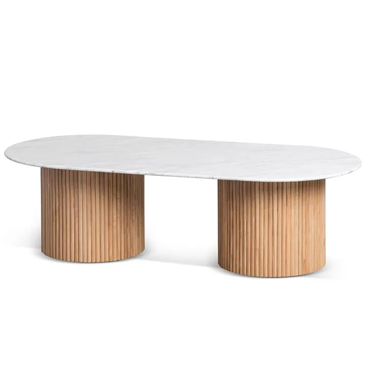 Macleod 1.3m Marble Top Oval Coffee Table - Natural by Interior Secrets - AfterPay Available