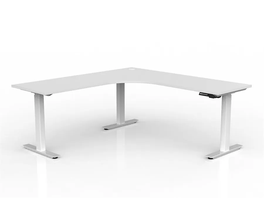 Lithe 180cm x 60cm Two Column 90° Electric Height Adjustable Workstation with Left Return - White by Interior Secrets - AfterPay Available
