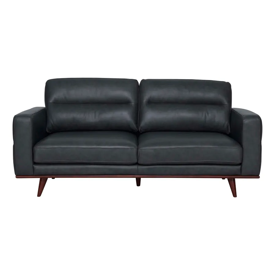 Astrid 2.5 Seater Sofa in Leather Slate / Brown Leg
