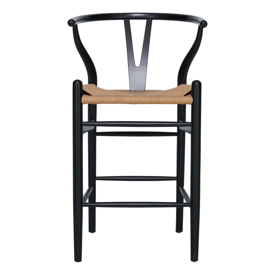 Megs Bar Chair in Black / Natural Seat
