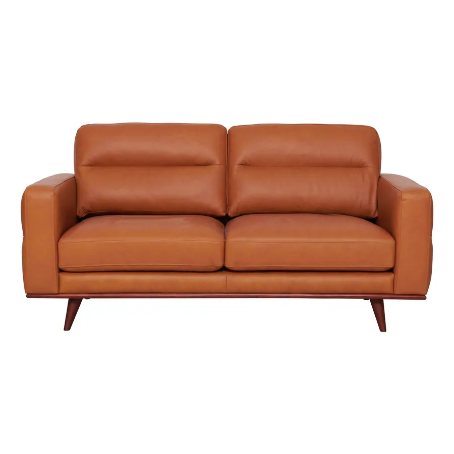 Astrid 2.5 Seater Sofa in Leather Russet / Brown Leg