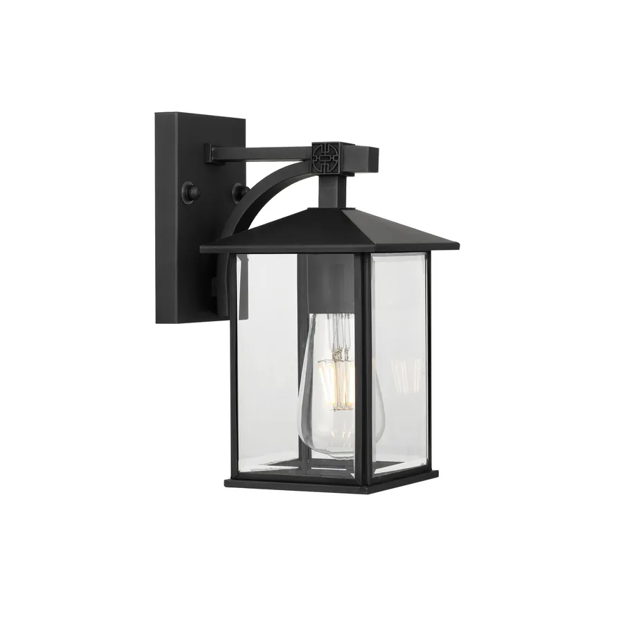 Telbix Coby Steel and Bevelled Glass Exterior Wall Light IP44 (E27) Black