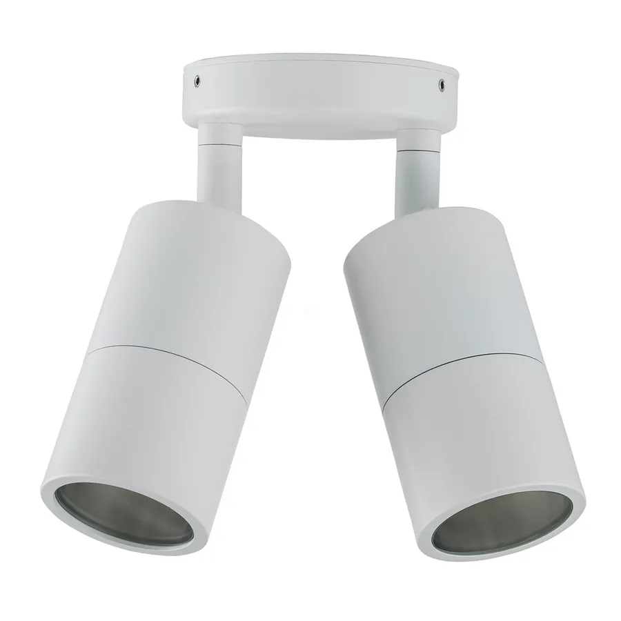 White Exterior Tivah IP65 Double Adjustable LED Spotlight 12V MR16 2 x 5W Tri-Colour