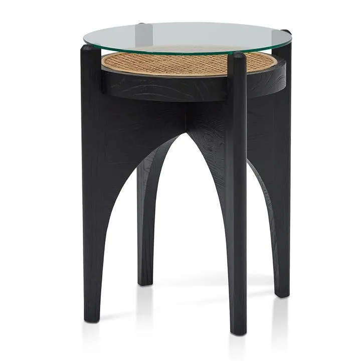 Mcdaniel 50cm Round Glass Side Table - Black by Interior Secrets - AfterPay Available