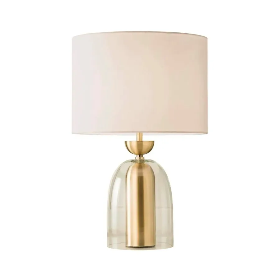 Mayfield Martha Glass and Brass Table Lamp (E27) White