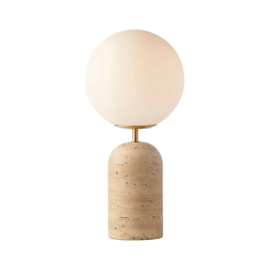 Mayfield Soren Table Lamp (E27) Travertine & Frosted Glass