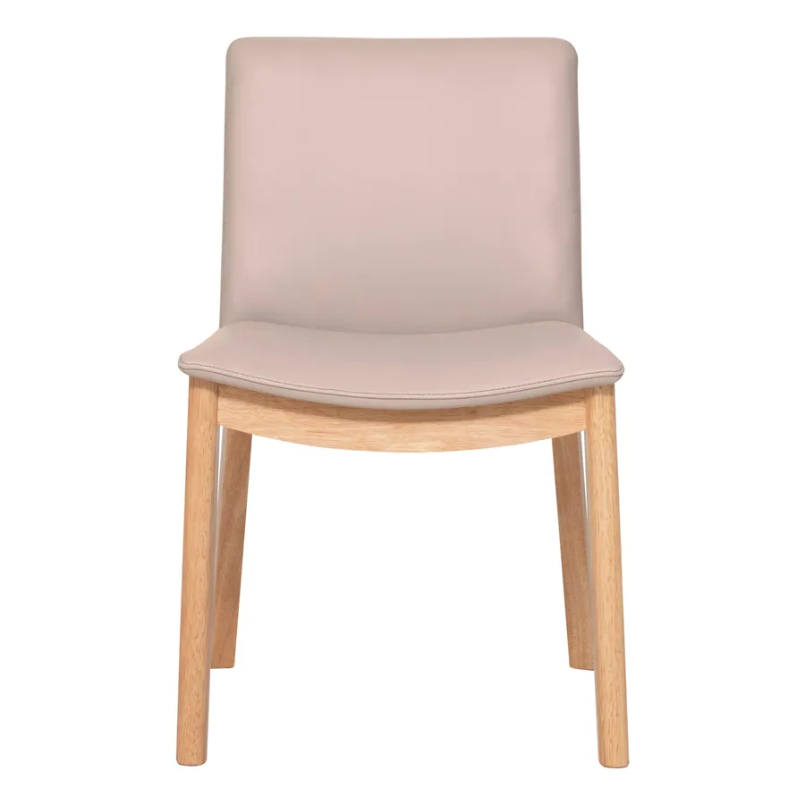Everest Dining Chair in Leather Light Mocha / Clear