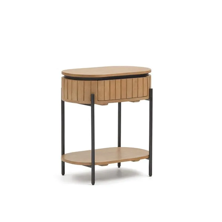 Vesna Solid Mango Wood Oval Bedside Table - Natural by Interior Secrets - AfterPay Available