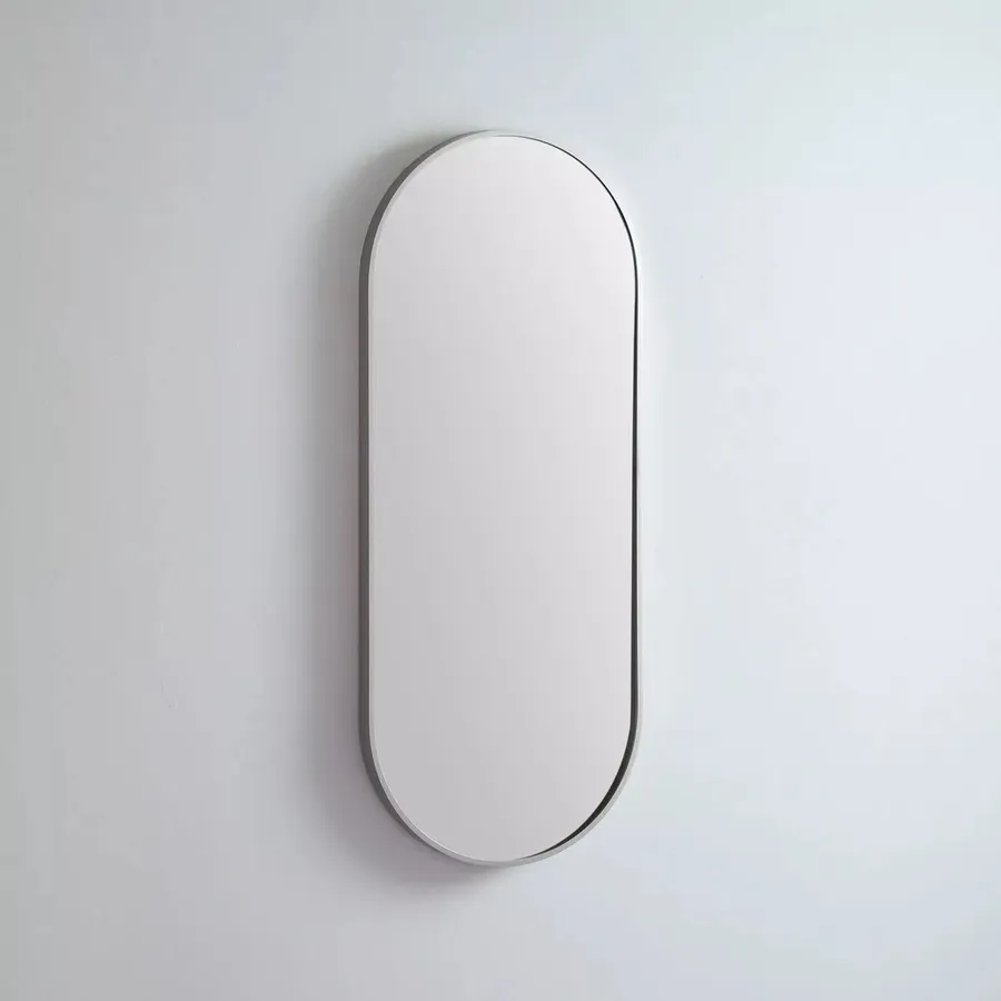 Modern Oblong Coloured Frame Bathroom Mirror - 7 colour options - 46cm x 121cm Milano White