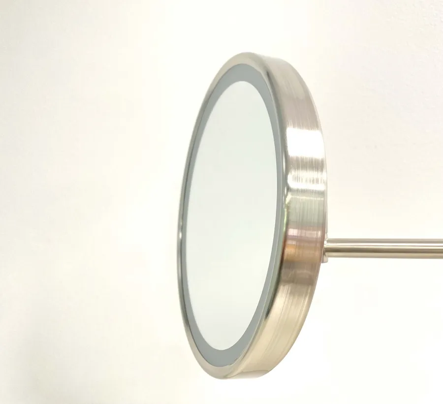 Illusion LED Mirror 5x Magnifier in Brushed Nickel Frame - 203mm Dia