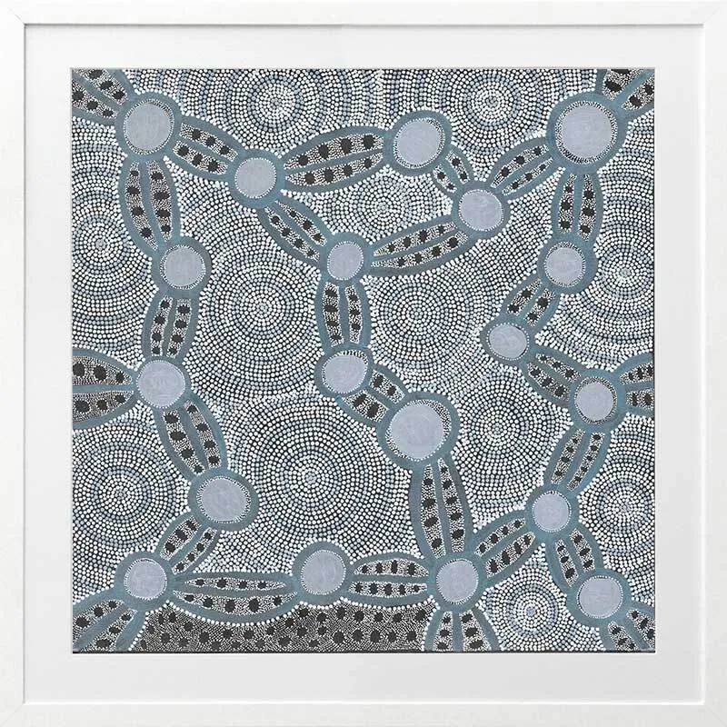 Wanakiji Jukurrpa Blue Framed Art Print