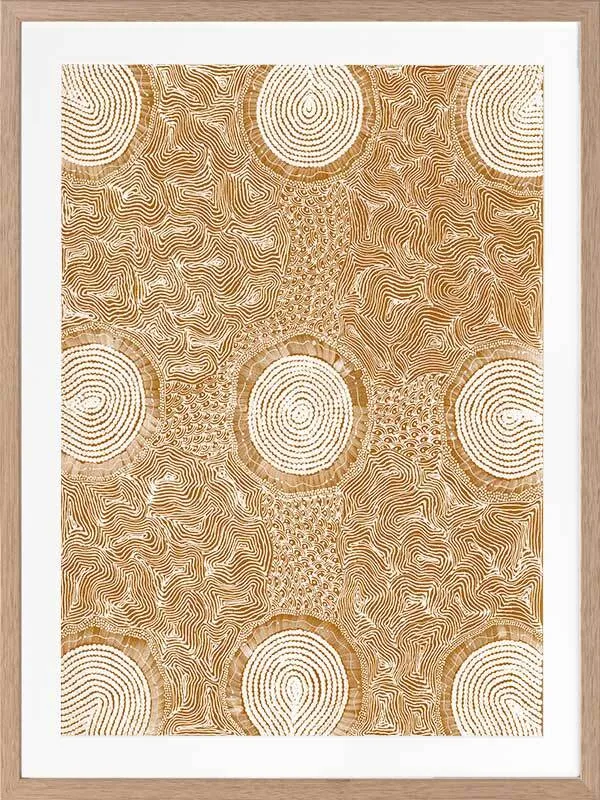 Pikilyi Jukurrpa Mustard Framed Art Print