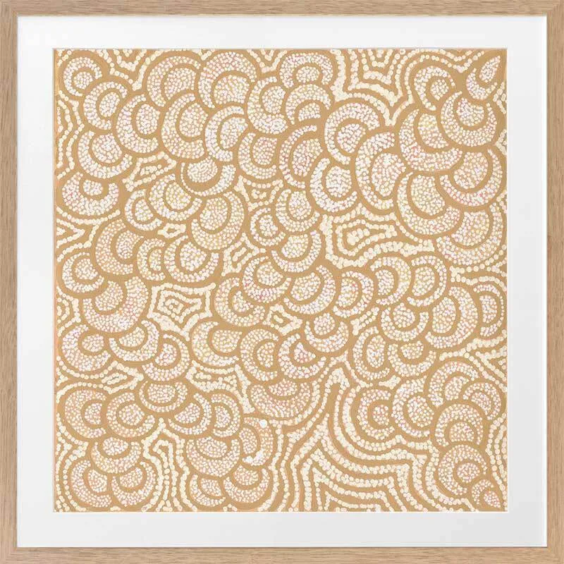 Lukarrara Jukurrpa Mustard Framed Art Print