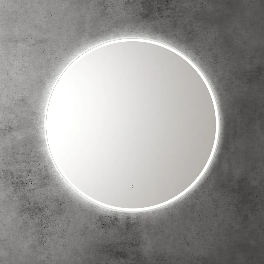 Touchless LED Round Mirror with Matt White Frame 90cm