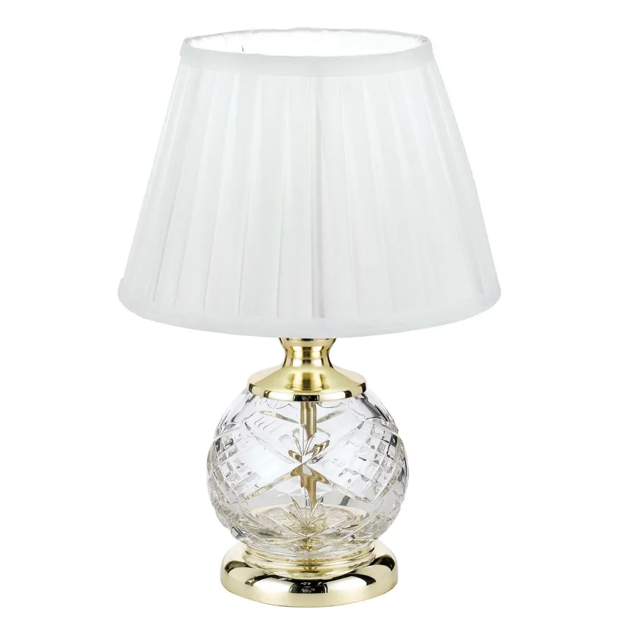 Telbix Vivian Silk White Shade With Glass Base Table Lamp Gold