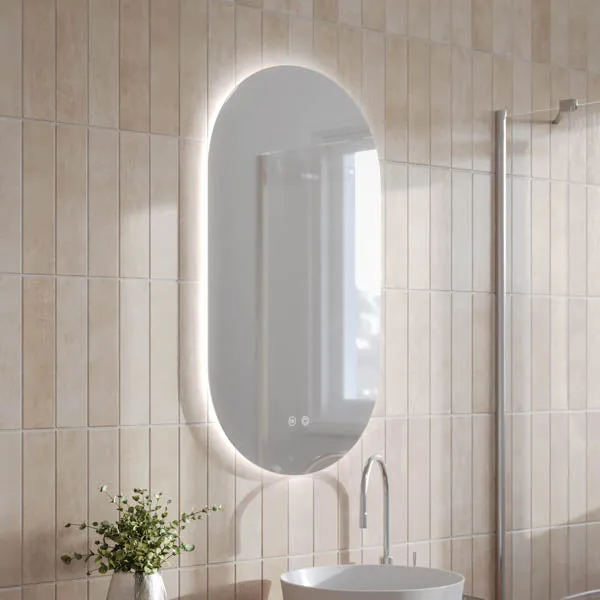 Ingrain Pill Shaped Frameless Backlit LED Mirror 500mm by 900mm
