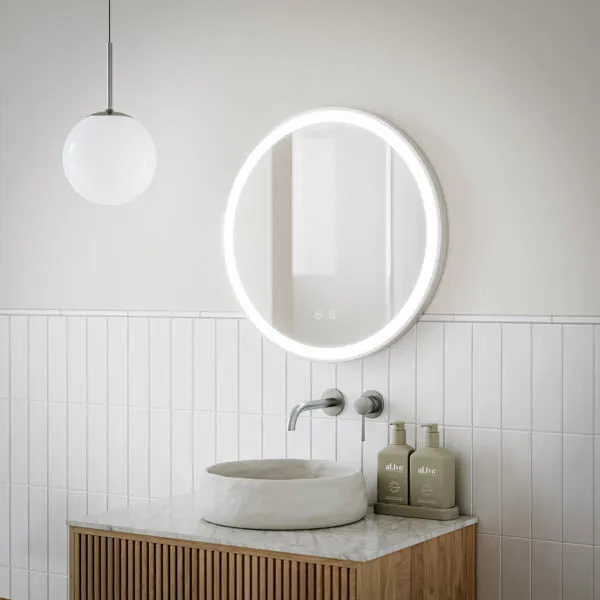 Ingrain Round Brushed Nickel Framed Frontlit LED Mirror