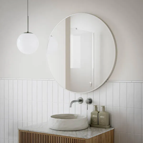 Ingrain Round Brushed Nickel Framed Mirror 800mm