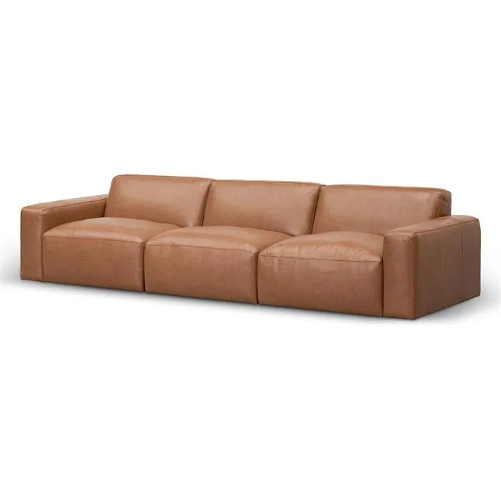 Manuela 4 Seater Sofa - Caramel Brown Leather by Interior Secrets - AfterPay Available