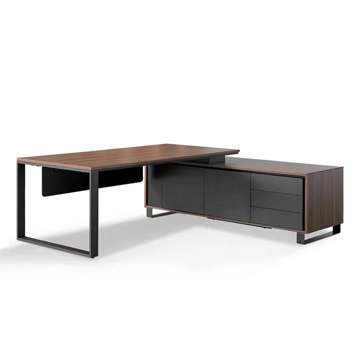 Janell 2.3m Right Return Office Desk - Walnut by Interior Secrets - AfterPay Available