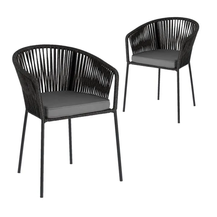 Set of 2 - Yanet Woven Dining Chair - Dark Grey by Interior Secrets - AfterPay Available