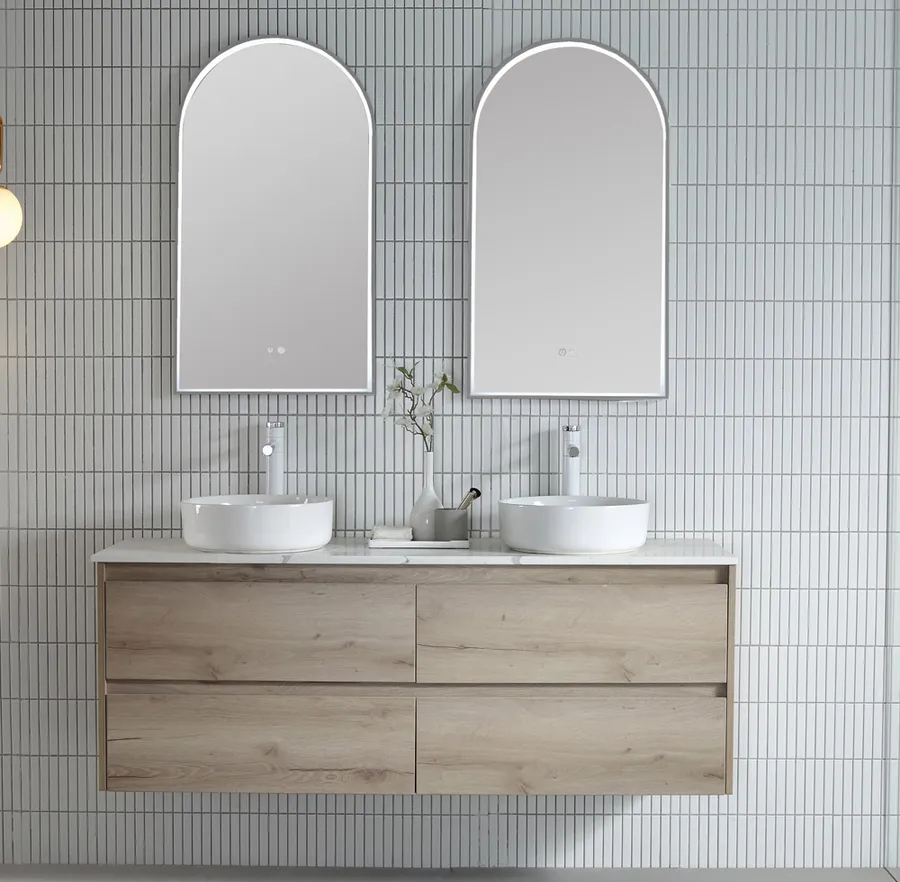 Matt White Arch 500D LED Mirror 90cm x 50cm