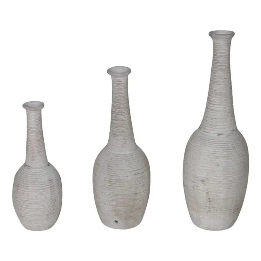 Rishani  Pots Set of 3 23x74cm in Antique White