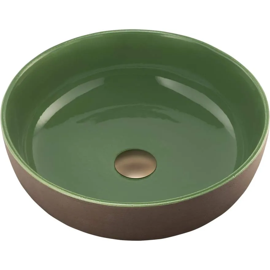 Terzofoco Natural Earth and Sage Green Curved Counter Top Basin