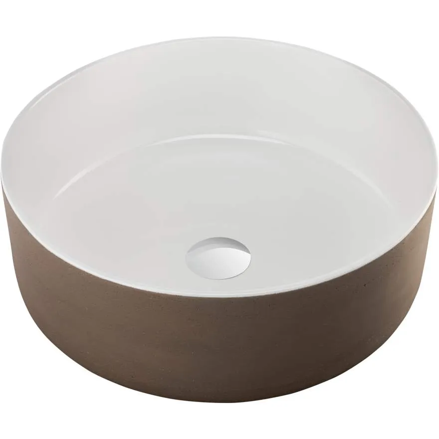 Terzofoco Natural Earth and White Circular Counter Top Basin