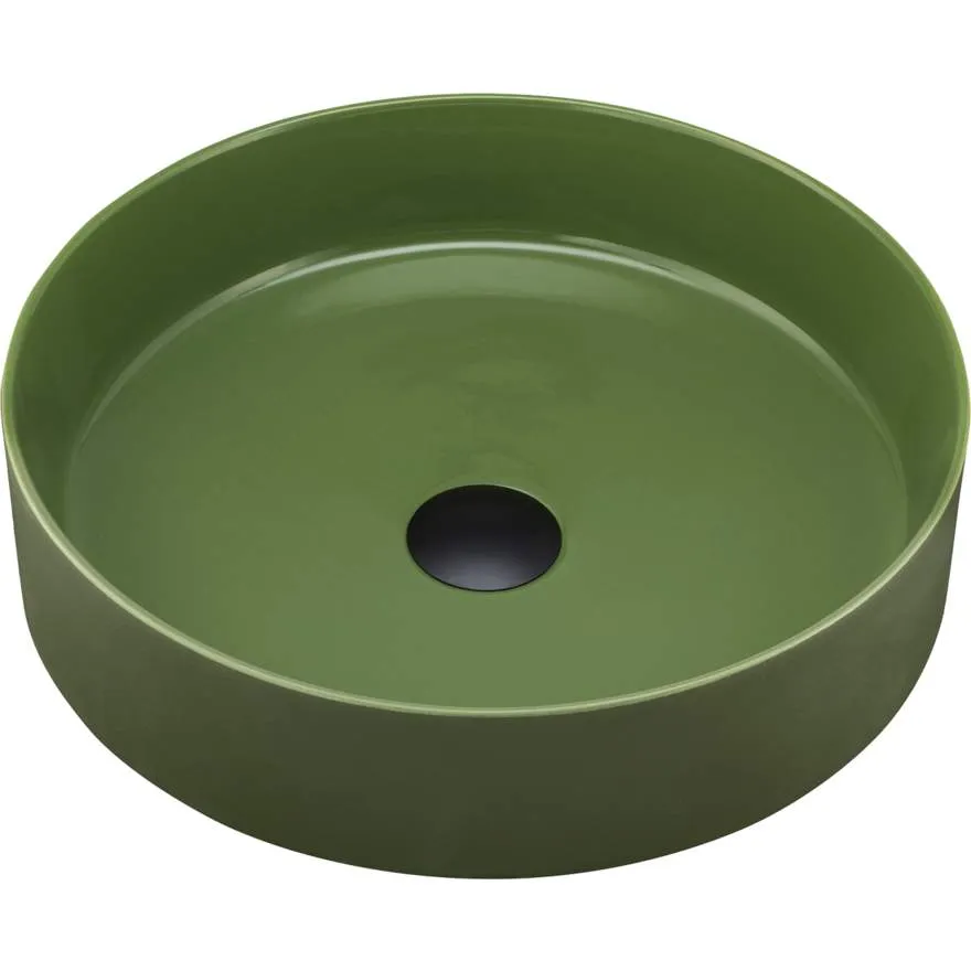 Terzofoco Olive Green Short Circular Counter Top Basin