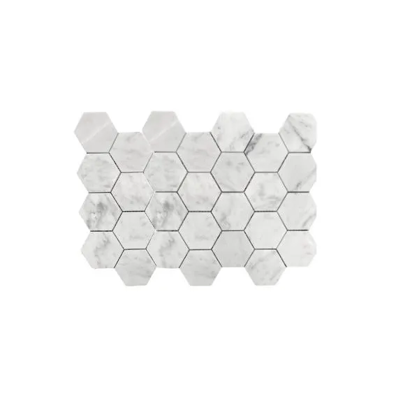 Carrara Marble Hexagon Mosaic Honed 48mm (305x298)
