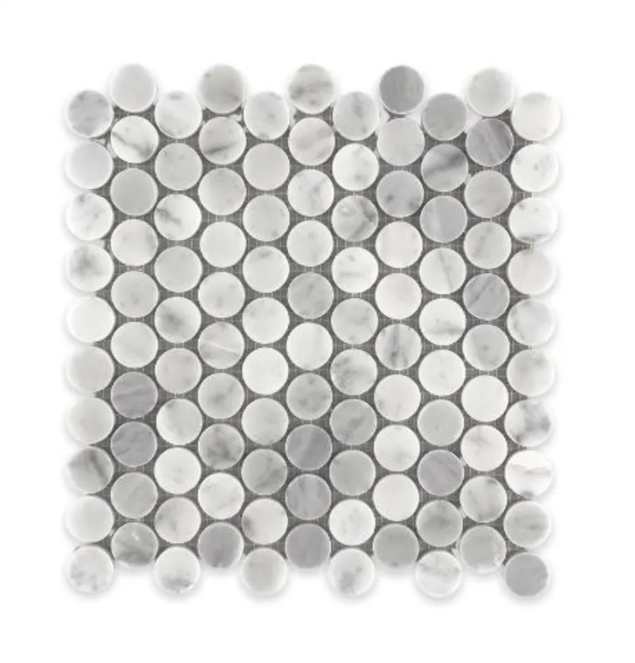 Carrara Marble Penny Round Mosaic Honed 30mm (318x307)
