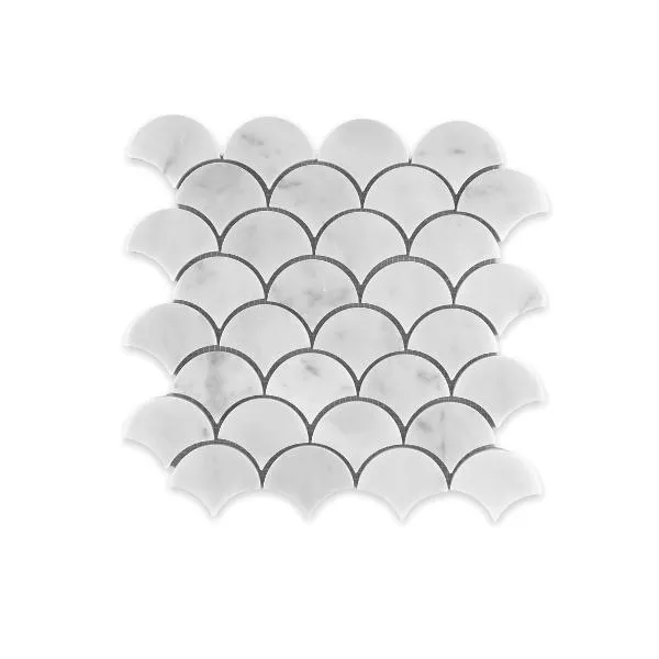 Carrara Marble Scale Mosaic Honed 70mm (285x286)