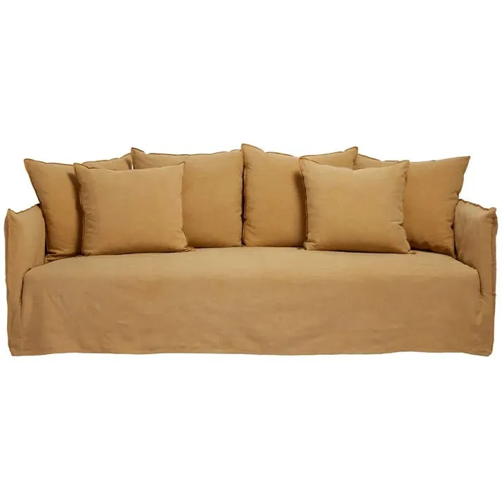 Como Linen Sofa Wheat - 3 Seater