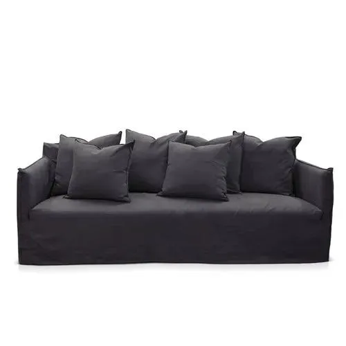 Como Linen Sofa Charcoal - 3.5 Seater