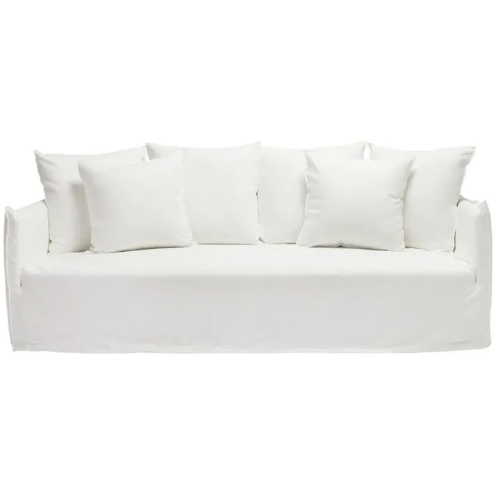 Como Linen Sofa White - 3.5 Seater