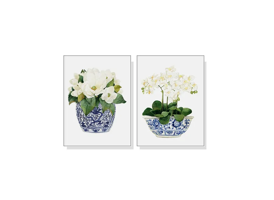 Set of 2 Flowers in a Vase Wall Art Canvas 3 sizes available 70cm x 50cm