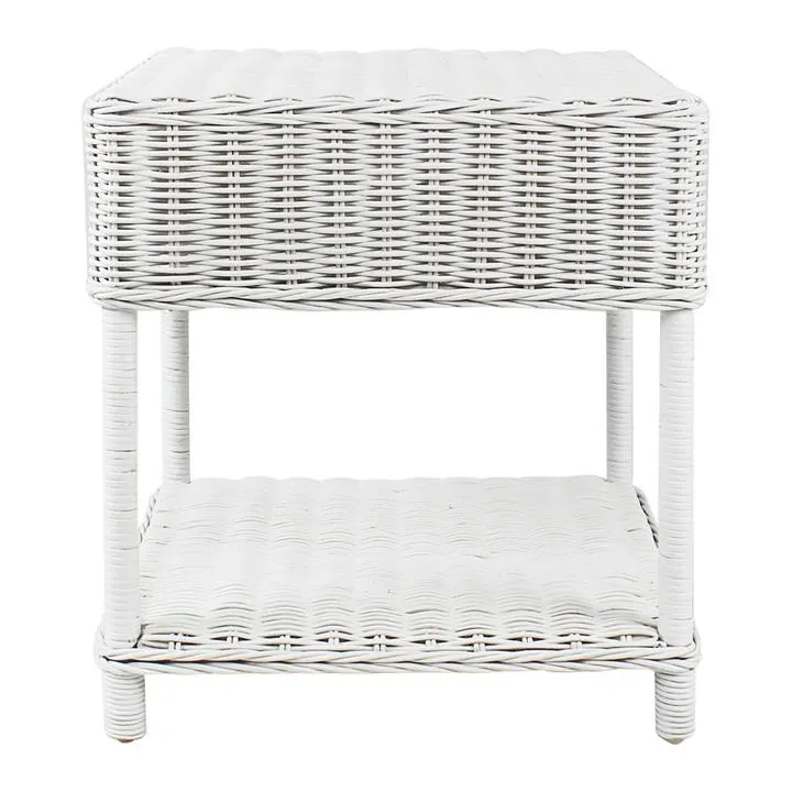 Hamilton Rattan Square Side Table, White by ETC Style Sourcebook