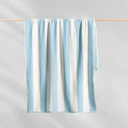 Striped Cabana Beach Towel - Cotton Terry, Blue - Canningvale