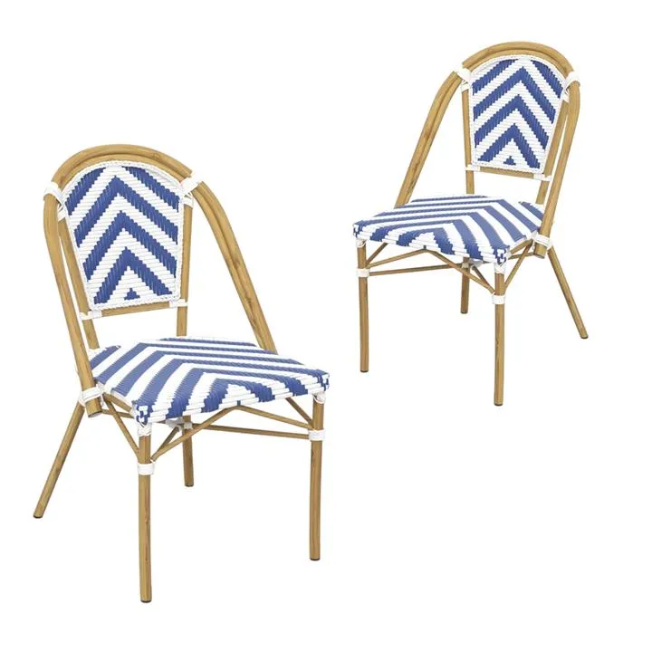 Set of 2 - Dalmatian Indoor / Outdoor Dining Chair - Navy & White Chevron by Interior Secrets - AfterPay Available
