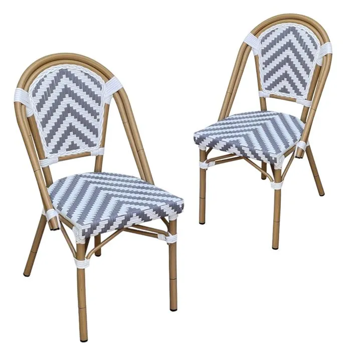 Set of 2 - Dalmatian Indoor / Outdoor Dining Chair - Grey & White Chevron by Interior Secrets - AfterPay Available