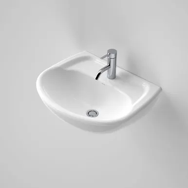 Caravelle Wall Basin 550mm With Bracket 1 Tap Hole | Made From Vitreous China In White By Caroma