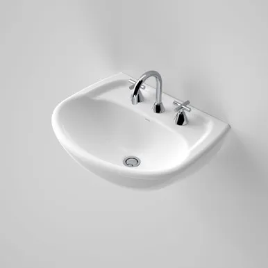 Caravelle Wall Basin - 3 Tap Hole | Made From Vitreous China In White By Caroma